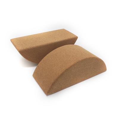 China . Hot Selling Eco-friendly High Density Eco-friendly High Density Natural Cork Fitness Durable Anti-Slip Half Round Cork Yoga Block For Yoga for sale