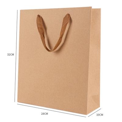 China Recyclable Cheap Custom Logo Print Compostable Brown Gift Bag Custom Paper With Handle for sale