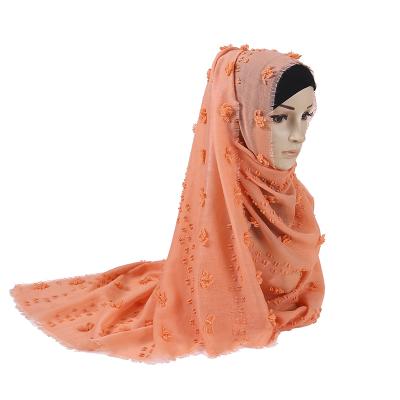 China Fuzzy Balls Cotton Hijab Shawl of New Small and Large Fashion Cotton Scarf Hijab Shade Collection for sale