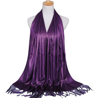 China Fashion Wanyi hijab factory wholesale shimmer fancy arab hijab scarf with tassel for sale