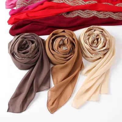 China Wholesale Chiffon Hijab Lace Border Muslim Hijab Sparkle Fancy Hijab for sale