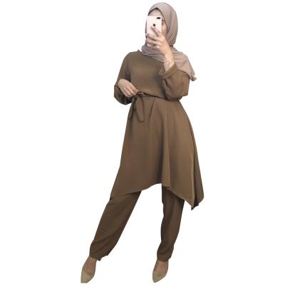 China New Design Long Dress Ramadan Abaya Muslim Dubai Turkey Islamic Clothing Set for sale