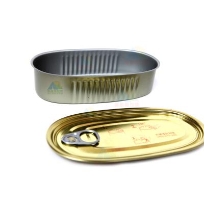 China Empty food storage box factory metal tin box for tuna canned sardine fish food grade box luncheon meat tincan for sale