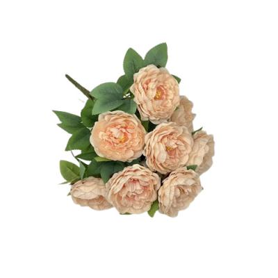 China Hot Sale 10 Artificial Flower Bouquet Main Wholesale Artificial Flower Tea Rose Peony Camellia Flower Colorful For Decorative Flowers And Plants for sale