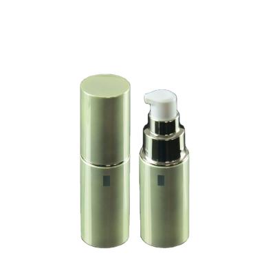 China High End 18ml Cosmetic AS Plastic Round Pump Airless Bottle With Gold Pump Bottle Hair Top Custom Oil Bottles for sale