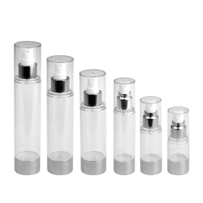 China 20ml 30ml 50ml 80ml 100ml 120ml Cosmetic Empty Airless Bottle With Silver Cap Refillable Toner Spray Bottle for sale