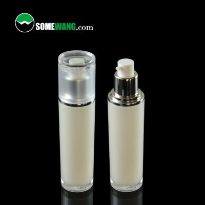 China Transparent Refillable Airless Pump Bottle 15ml 30ml 50ml Luxury Cosmetic Silver Travel Spray Base Mist Lotion Base Picosecond Pump Bottle for sale