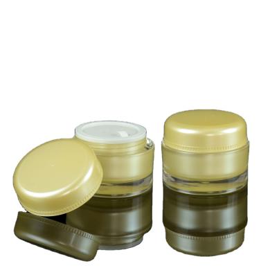 China New 15g 30g 50g Acrylic Empty Eye Cream Face Cream Face Cream Simple Frosted Yellow Cosmetic Jar With Lids 30g Acrylic Jar for sale