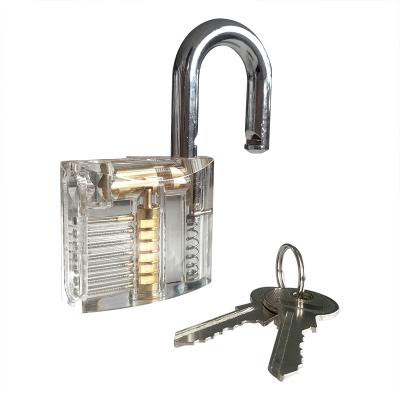 China 50mm Padlock Waterproof Visible Pick Transparent Cutaway Inside Sight Plastic Clear Lock for sale