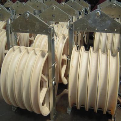 China Cinco conductor de nylon Stringing Pulley Block del paquete de las ruedas 508x75m m en venta