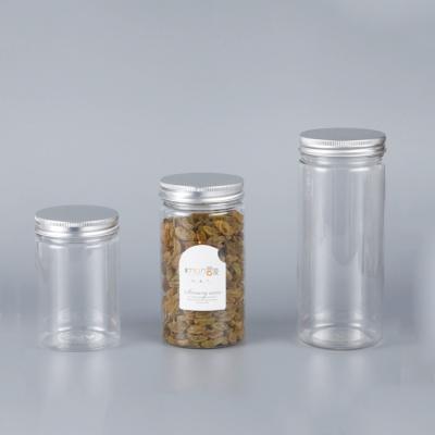 China Packaging Dried Fruit Food Storage Container Pet Promotional Jars With Aluminum Lid for sale