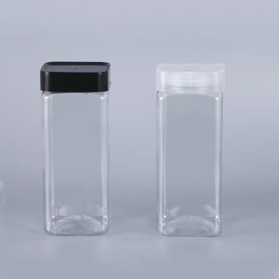 China Bulk Price Empty Plastic Square Food Storage Containers With Lids 330ml 350ml 520ml White Custom Jars for sale