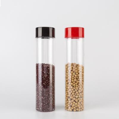 China Wholesale Price Gold Color Transparent Plastic Food Snack Jars With Tall Lids for sale