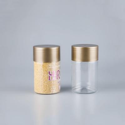 China Food Market Selling 250ml 8oz Storage Gold Bulk Empty Plastic Clear Jars Bottles With Lids for sale