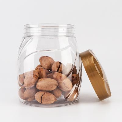 China 860ml Plastic Food Nut Containers Food Jars With 30oz Gold Lids for sale