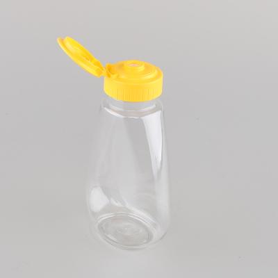 China Best Price 360ml China Food Honey Salad Squeeze Bottles Custom Packing Pet Plastic Bottle With Flip Top Cap for sale