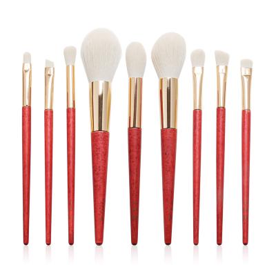 China Angular Customized Competitive Price Colorful Blush 9 Pieces Cosmetic Tool Kit Powder Set Custom Vegan Makeup Brush for sale