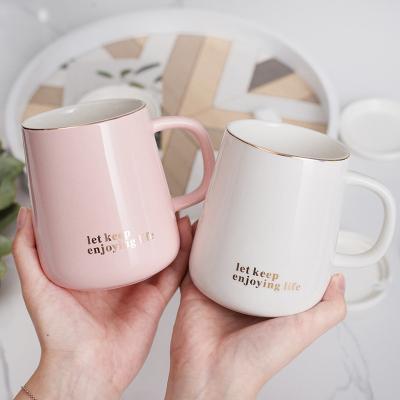 China Hot Selling Couples Viable Ceramic Coffee Cup Ceramic Mug With Nordic Style Gold Sublimation Design Coffee Mugs Ceramic Mugs for sale