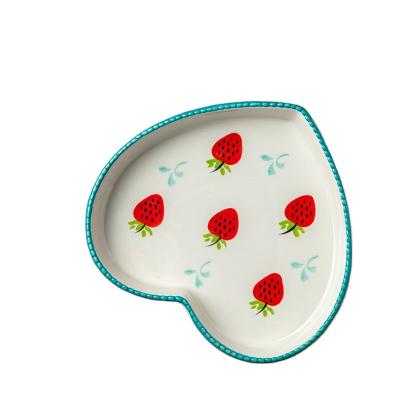 China China Custom Wholesale Disposable Color Heart Ceramic Tray Restaurant Home Kitchen Pans Bakeware Set for sale