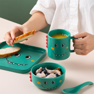 China Minimalist Tableware Sets Children's Cartoon Tableware Set Central Institute of Statistics Breakfast Cup Dessert Bowl Dessert Dish Cute Baby Ceramic Tableware for sale