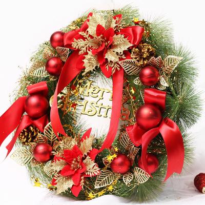 China Festival Stuff CR-B085A 2021 Indoor Outdoor Holiday Mixed Decorations Bowknot Christmas Balls Luxury Artificial Christmas Wreath for sale