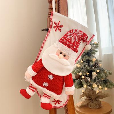 China Festival Stuff CR-B006G Knit Santa Luxurious Christmas Stocking Decoration Hot Sale Kids Gift Christmas Sock Bag for sale