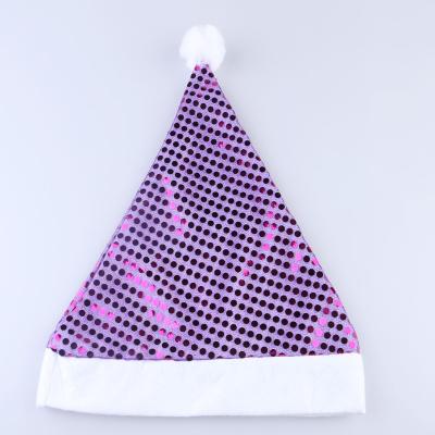 China Multi Color Nonwoven Sequin New Arrival Sparkle Festival Stuff CR-B113A Christmas Decor Purple Brim Christmas Hats for sale