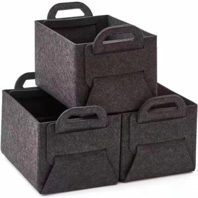 China Accept Custom Fashion Eco Friendly Foldable Home Storage Bag Felt Storage Basket for sale