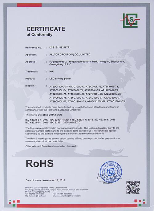 RoHS - Zhongshan ALLTOP Lighting Co., Ltd.