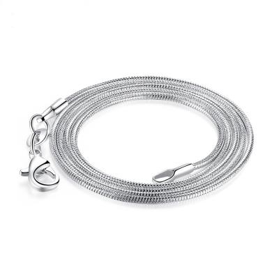 China Necklace Chain Brass Silver Plated Necklace Snake Chains Bulk For Jewelry Making, 1.2 mm (18 inch) for sale