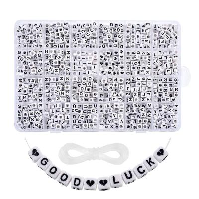 China Acrylic Acrylic Letter Beads White Cube Alphabet Beads Assorted Alphabet Beads for Jewelry Making, Bracelets, Necklaces, Key Chains (6 x 6 for sale