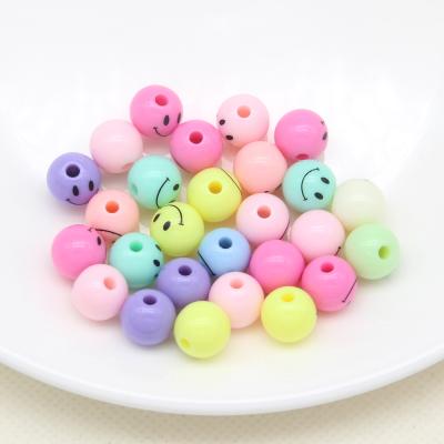 China Jewelry Making Mixed Yellow Smile Face Round Spacer Beads Plastic Beads Acrylic Beads For Jewelry Making Necklace for sale