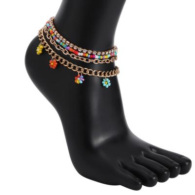 China New Arrival TRENDY Fashion Beach Anklets Gold Plated Jewelry Multi Color Alloy Anklet For Girl's Gift for sale