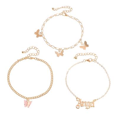 China New Arrival TRENDY Fashion Beach Anklets Gold Plated Delicate Jewelry Butterfly Alloy Anklet For Girl's Gift for sale