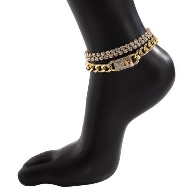 China New Designer Custom Alloy Ankle Bracelets Gold Punk Multi Layer Anklets For Women for sale