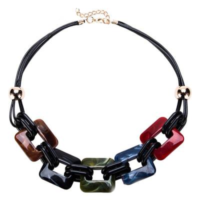 China 2021 New Designer TRENDY Acrylic Geometric Leather Statement Sweater Chain Necklaces for sale