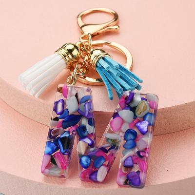 China Fashion Cute Tassel Keychains For Keys Women Jewelry A-Z Letters Initial Resin Handbag Pendant Cute Key Chains Accessories for sale