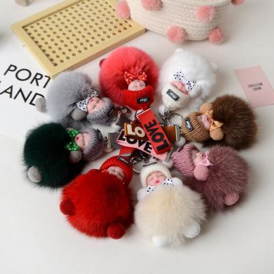 China Cute Fluffy Bohemian Baby Key Chain Plush Doll Keychains Women Sleep Girl Bags Keychain Cars Bag Key Gift Charm Decoration for sale