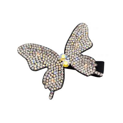 China Fancy accessories Bling Diamond Butterfly Barrette Hair Clip 2021 European and American style butterfly hair clip for sale