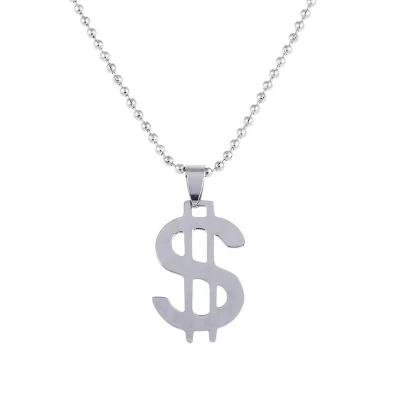 China Cheap Silver Dollar Sign Gold Metal Fashion Price Pendant Necklace for sale