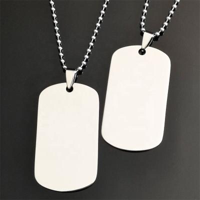 China All Area Outdoor Mirror Metal Tag With Ball Chain Customized White Mens Military Stainless Steel Pendant for sale