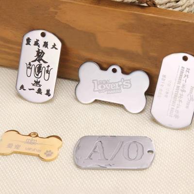 China All Gold Color Silver Metal Area Custom Logo Round Bone Shape Cat Dog Name ID Tag for sale