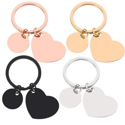 China Metal Promotional Gifts Wholesale Cheap Laser Engrave Metal Blank Shaped Customized Heart Charms Key Chain for sale