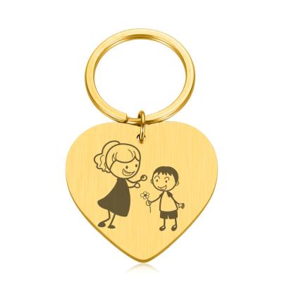 China Shenzhen Factory Wholesale Metal Heart Shape Stainless Steel Gold Metal Key Chain Custom for sale