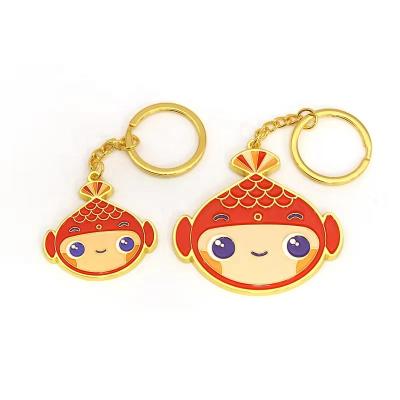 China Wholesale Cartoon Zinc Alloy Fish Enamel Souvenir Gold Metal Key Ring Keychains for sale