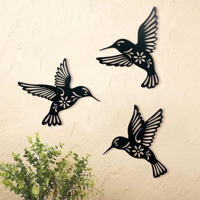 China Novelty Amazon Factory Price Hot Sale Living Birds Dining Room Wholesale Laser Cut Black Metal Wall Art Decor for sale