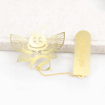 China All High Quality Gifts Area Creative Promotional Book Marker Bee Brass Metal Bookmark With Pendant for sale