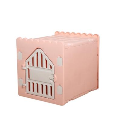 China Economical Plastic Custom Design Pet House Large Plastic Door Cat House Flat Roof for sale