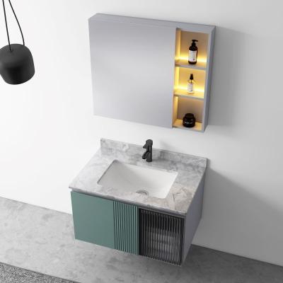 China Cheap bathroom vanity cabinet modern style bathroom supplier hotel or household modern cabinet wall mounted mirror for sale