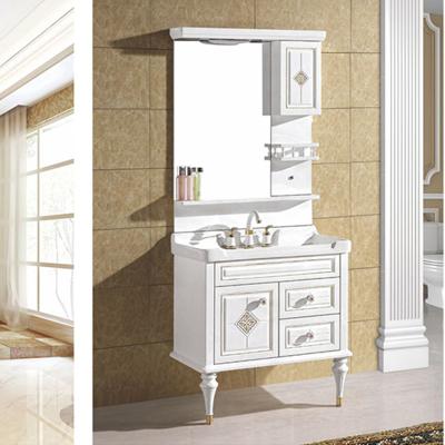 China Modern White Single Floor Standing Pvc French Sink Bathroom Vanity for sale